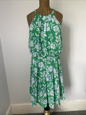 Eliza J Emerald Green Floral Halter Dress
